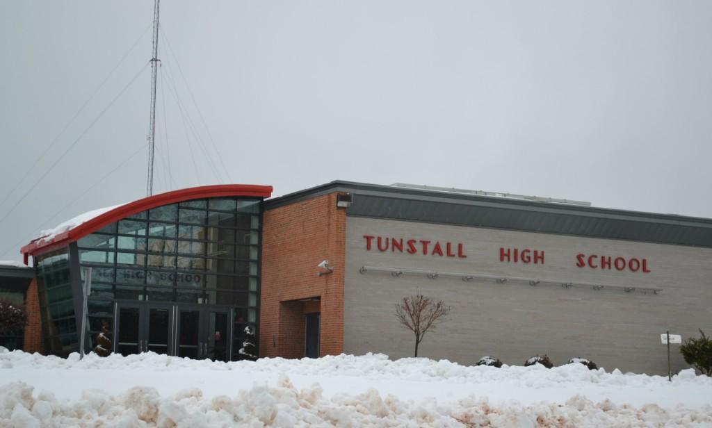 Tunstall High School is covered in snow, as Pittsylvania County received nearly ten inches of the wintry mix.