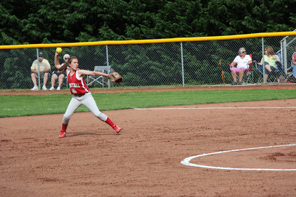 Freshman Sydney Liles plays off a hit in hopes of getting an out.
