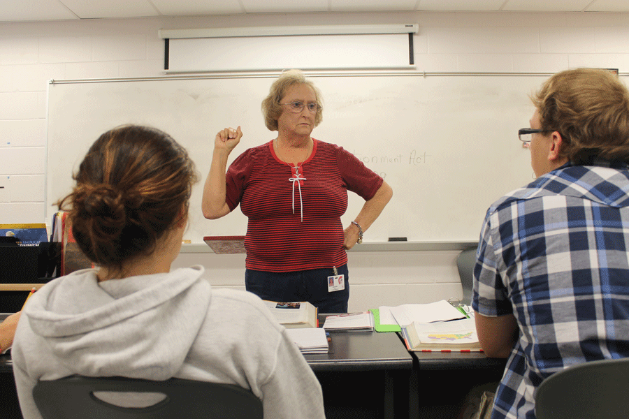 Mrs. Mills teaches government to first semester students.