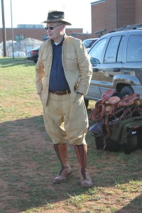 Colonel King displays his cavalry gear.