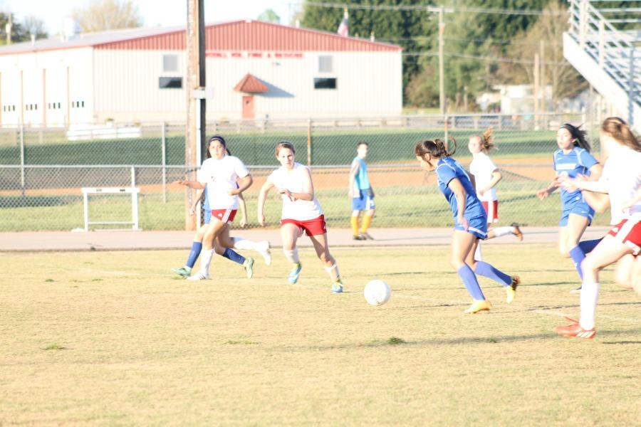 Junior Abby Flinchum chases an Bassett forward for the ball 