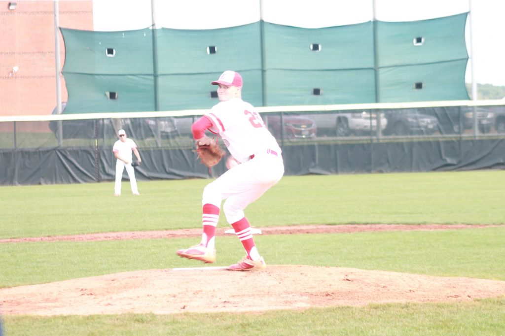 Caleb Thompson delivers a pitch vs GW last Friday night