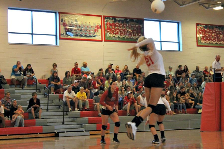 Cailyn Turner jump served on one of Tunstalls possessions last night vs. Dan River