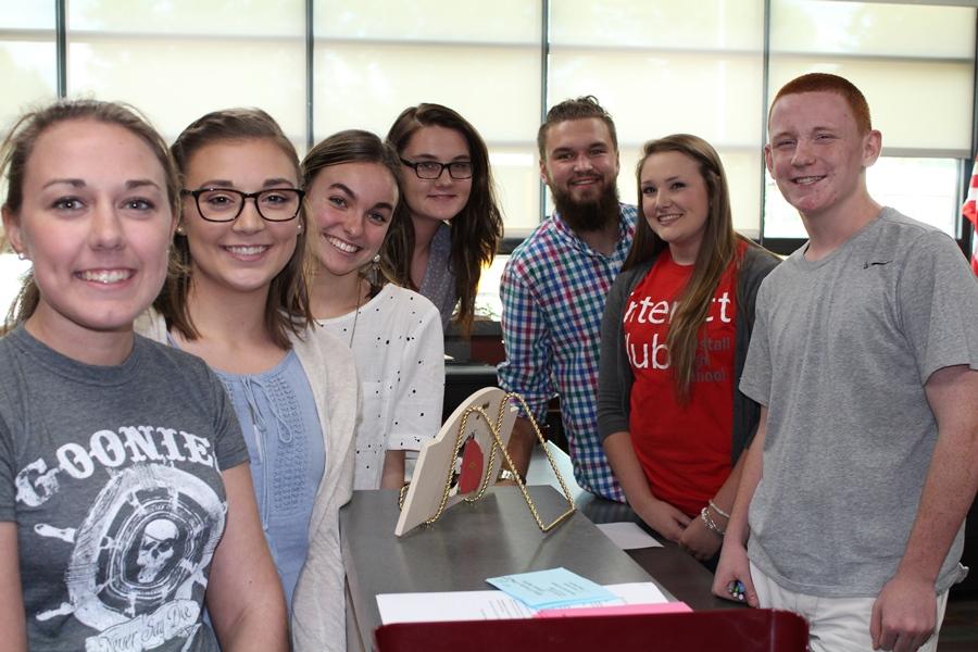 Candidates for class officers pose for a picture before giving their speeches.

L to R: Sydney Liles, Rebecca Jones, Rebecca Mitchell, MacKenzie Taylor, Jacob Lee, Sarah Goard, Jacob Keatts