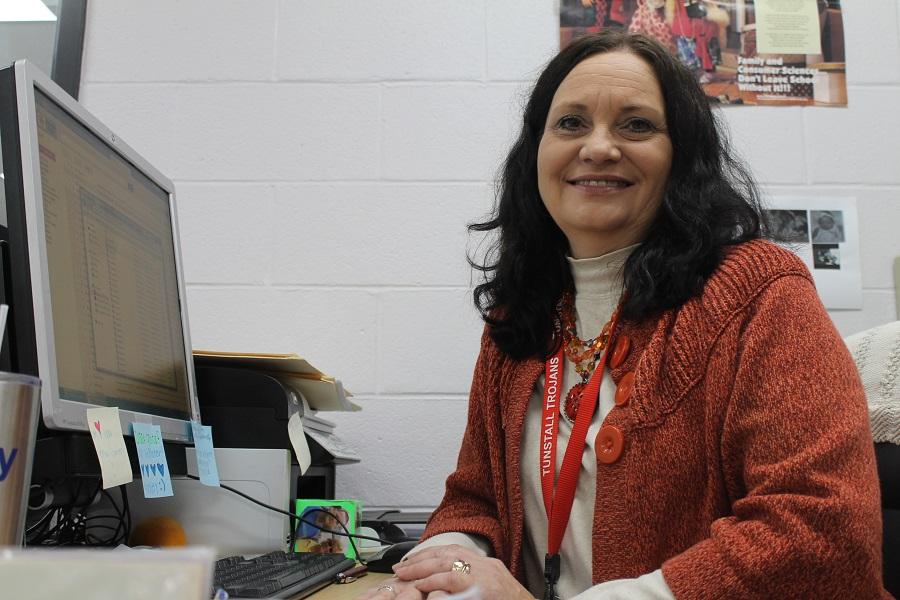 Mrs. Gunter enjoying her daily routine as a substitute teacher.