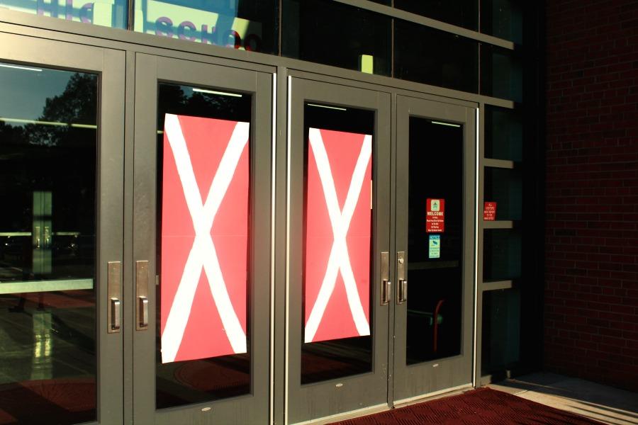 The doors to enter the school.