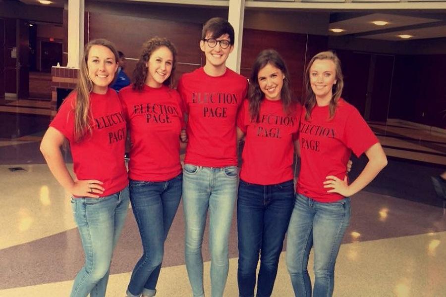 Seniors Sydney Liles, Victoria Shirey, Hunter Pyron, Maggie Wells, and Megan Wyatt prepare to volunteer at the voting polls.