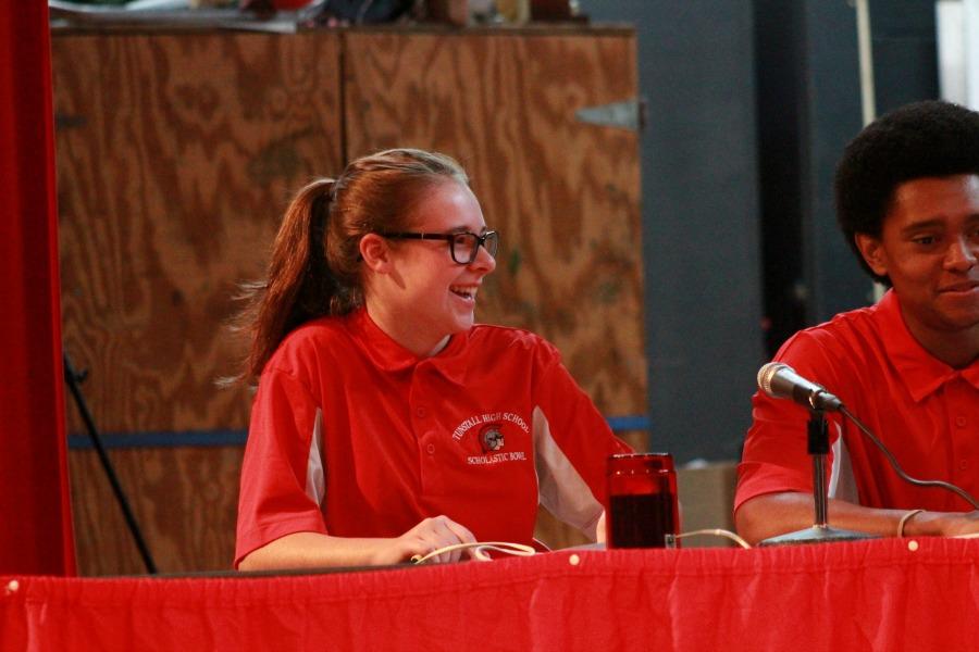 Sydney Jones reveals her excitement after answering her question correctly. 