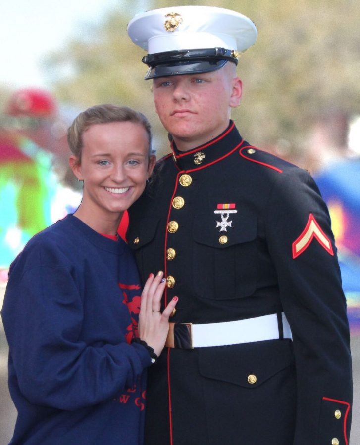 Cayla Fuqua poses for a picture with her boyfriend, PFC Tyler Webster. 