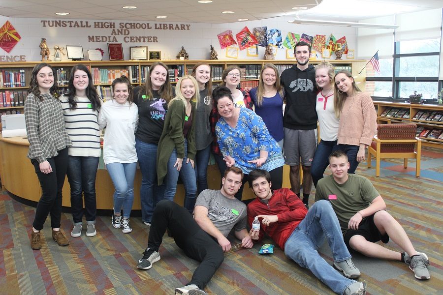 Students from Mrs. McGregors AP Language class pose with English teacher Mrs. Scott. 