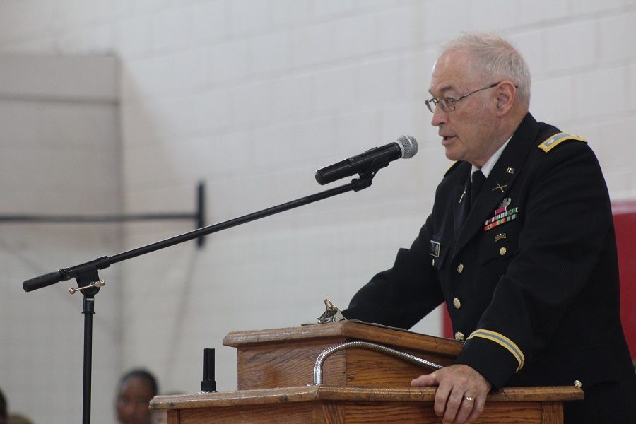 Colonel King addressed students of Tunstall. 