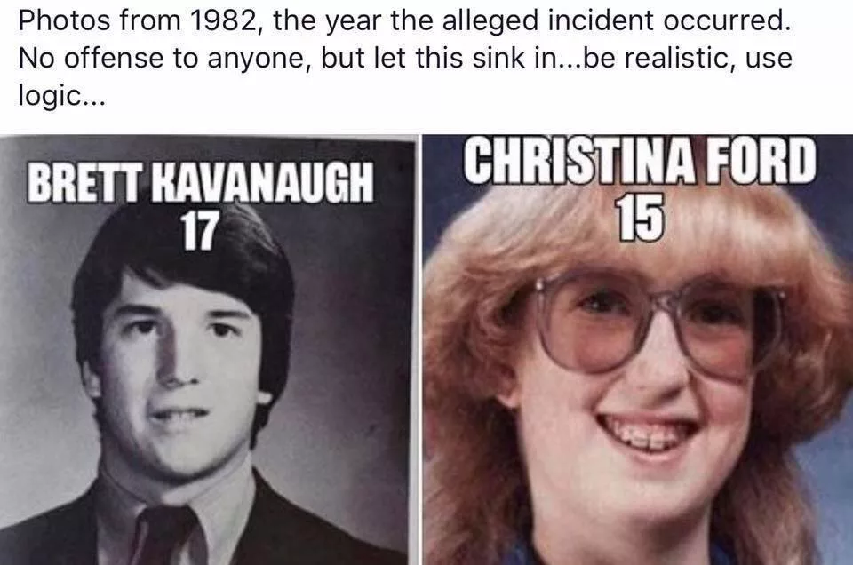 A screenshot of one of the Facebook posts that were used to circulate the false image of Dr. Ford.