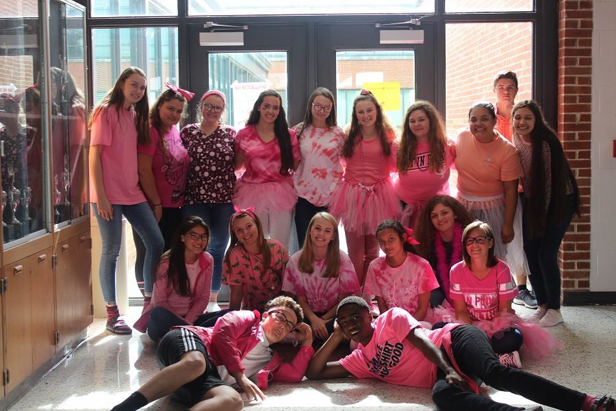 Mr. Emersons fourth period posing on pink out day