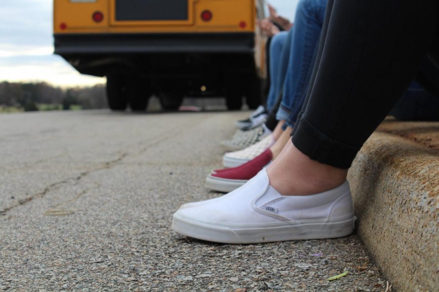 Students show off their Vans. 