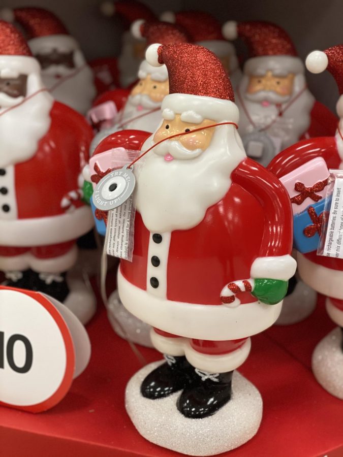 Santas have been on display in stores since October. 