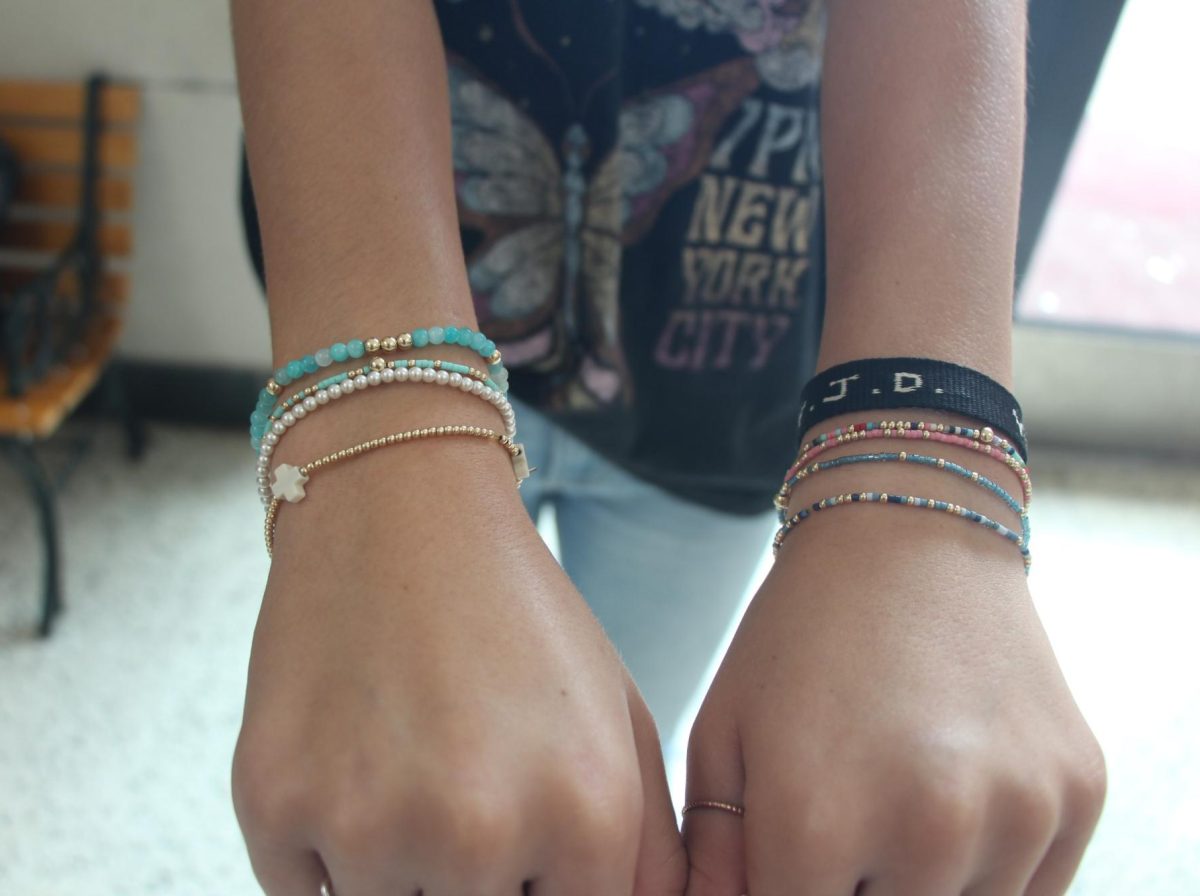 Sarah Merricks with her Enewton bracelets on