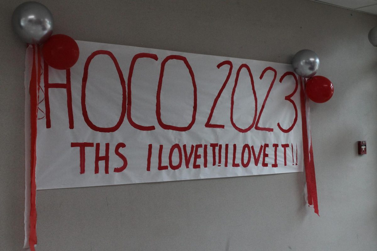 HOCO banner hanging in school