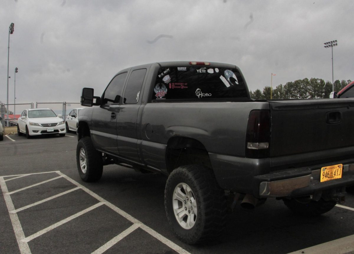 Senior Ashlyn Price's truck parked in Tunstall High's parking lot