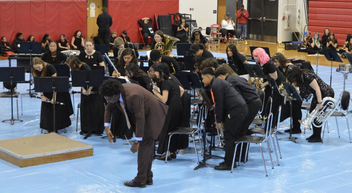 THS band bowing after Spring Concert performance